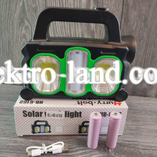   Аккумуляторный  фонарь прожектор с солнечной панелью, USB выход и функция Power bank съемные 2х18650 BL-HB-6168